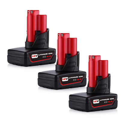 For Milwaukee M 12 Battery 6Ah Replacement | M 12B6 Batteries 3 Pack