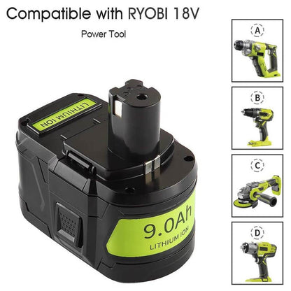 For 18V Ryobi Battery Replacement | P108 9.0Ah Li-ion Battery 2 Pack